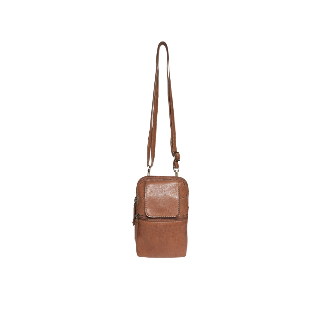 Modapelle - Soft Leather Cross Body Bag Tan - 6810