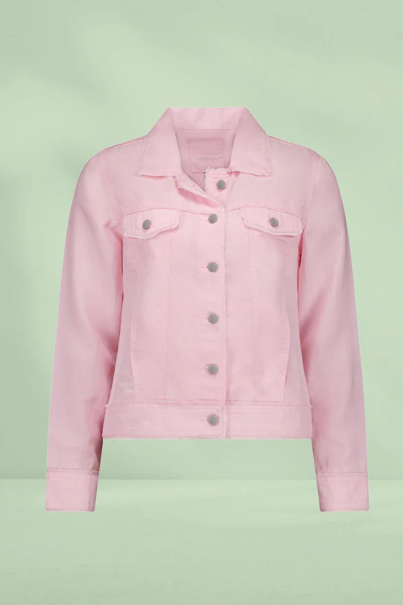 Vassalli - Linen Jacket With Frayed Seams Light Pink | 2026A