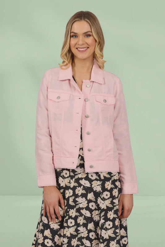 Vassalli - Linen Jacket With Frayed Seams Light Pink | 2026A