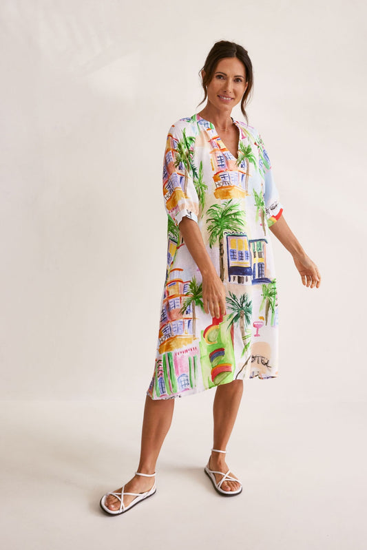 Wear Colour - 100% Linen A Line Dress Motel Print | W23