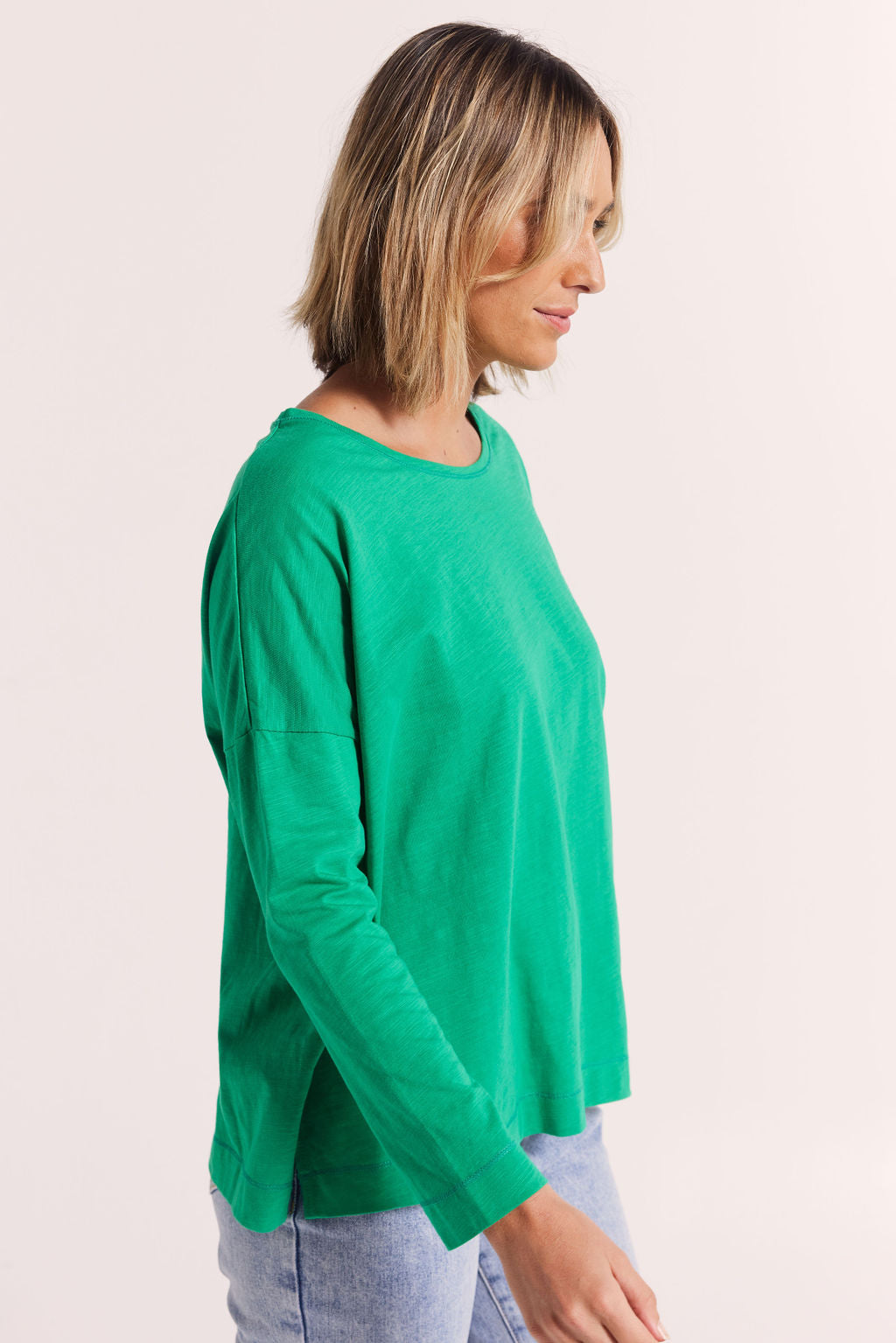 Wear Colour - Cotton Long Sleeve Tee Green | WC181G