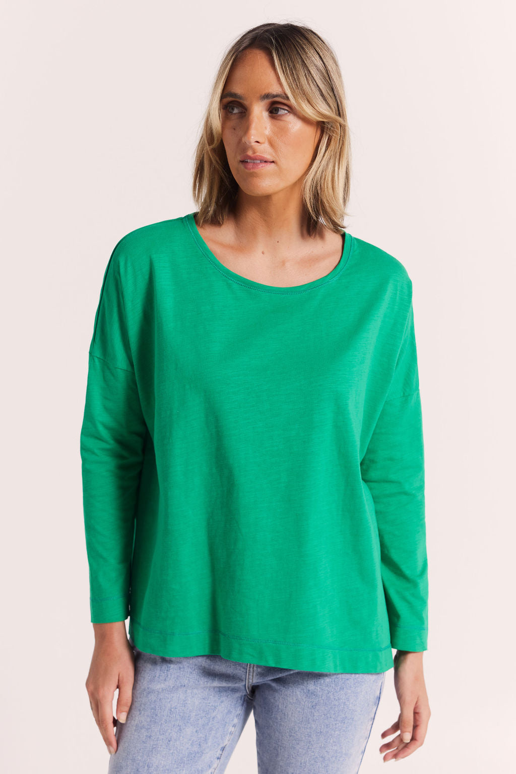 Wear Colour - Cotton Long Sleeve Tee Green | WC181G