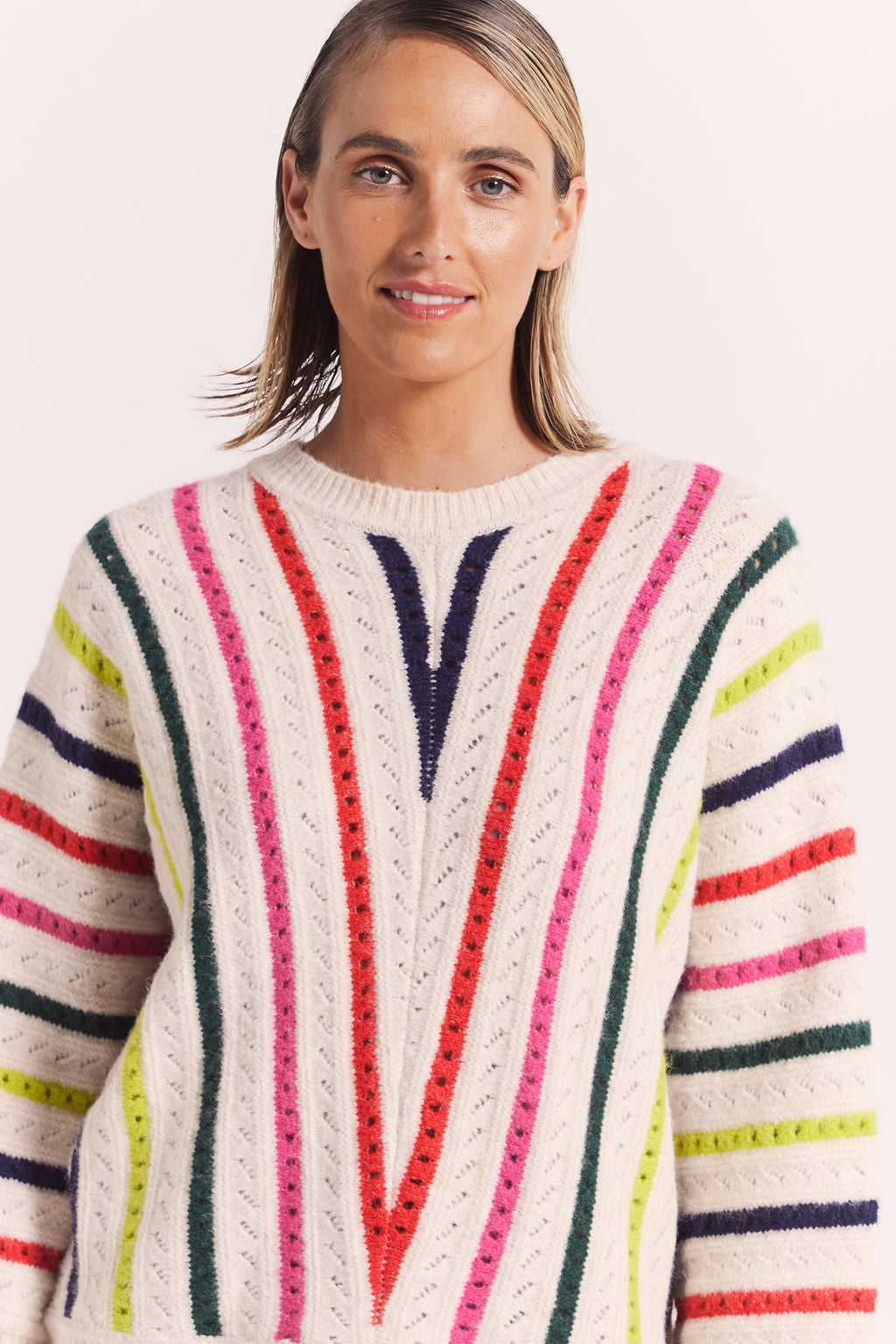 Wear Colour - Chevron Knit Sweater Jungle Boogie Stripe | WC187