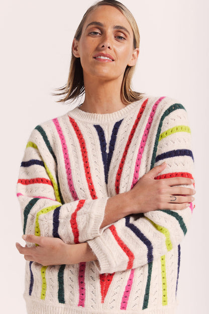 Wear Colour - Chevron Knit Sweater Jungle Boogie Stripe | WC187