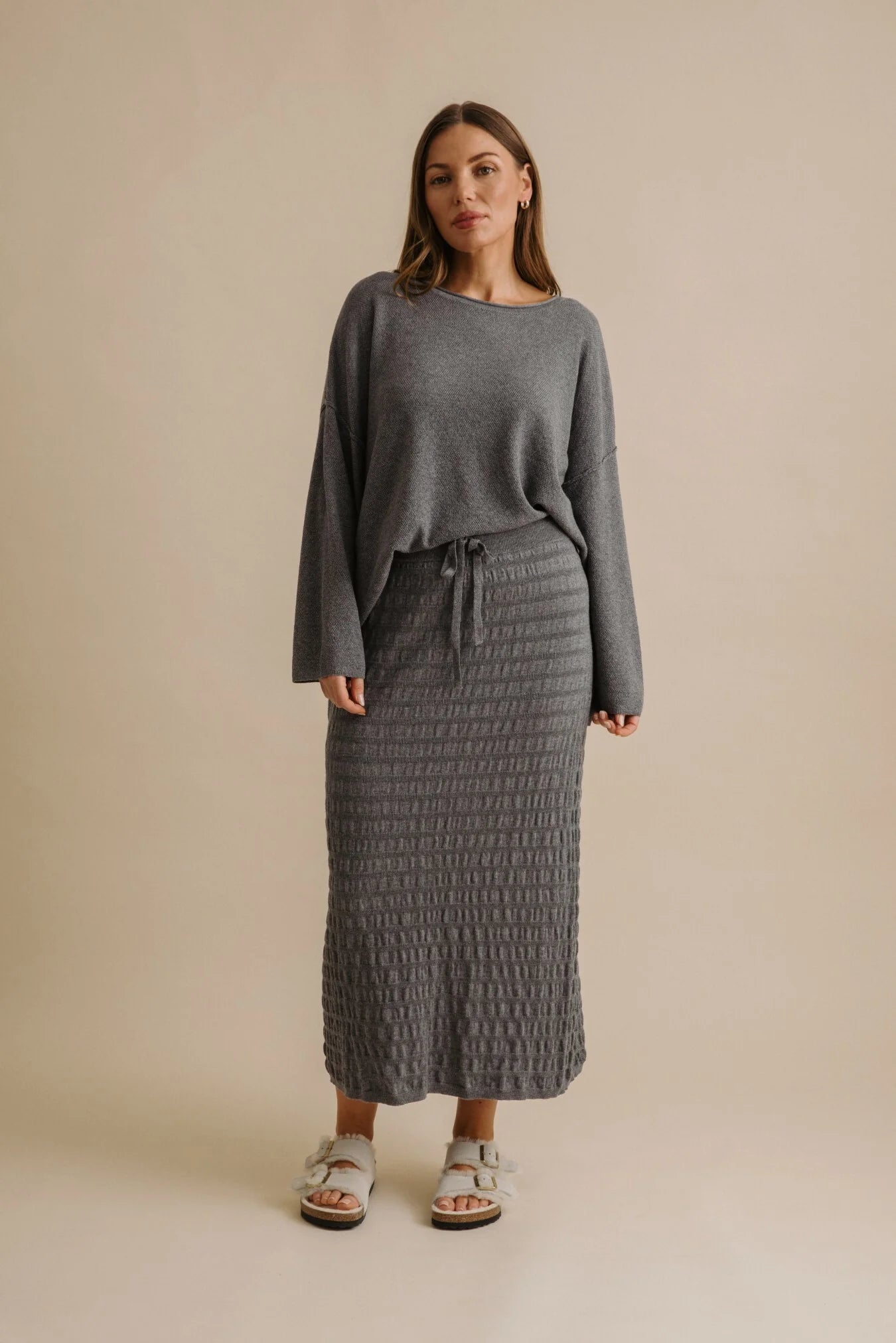 Talamaya - Waves Merino Cotton Pleat Skirt / TALW027