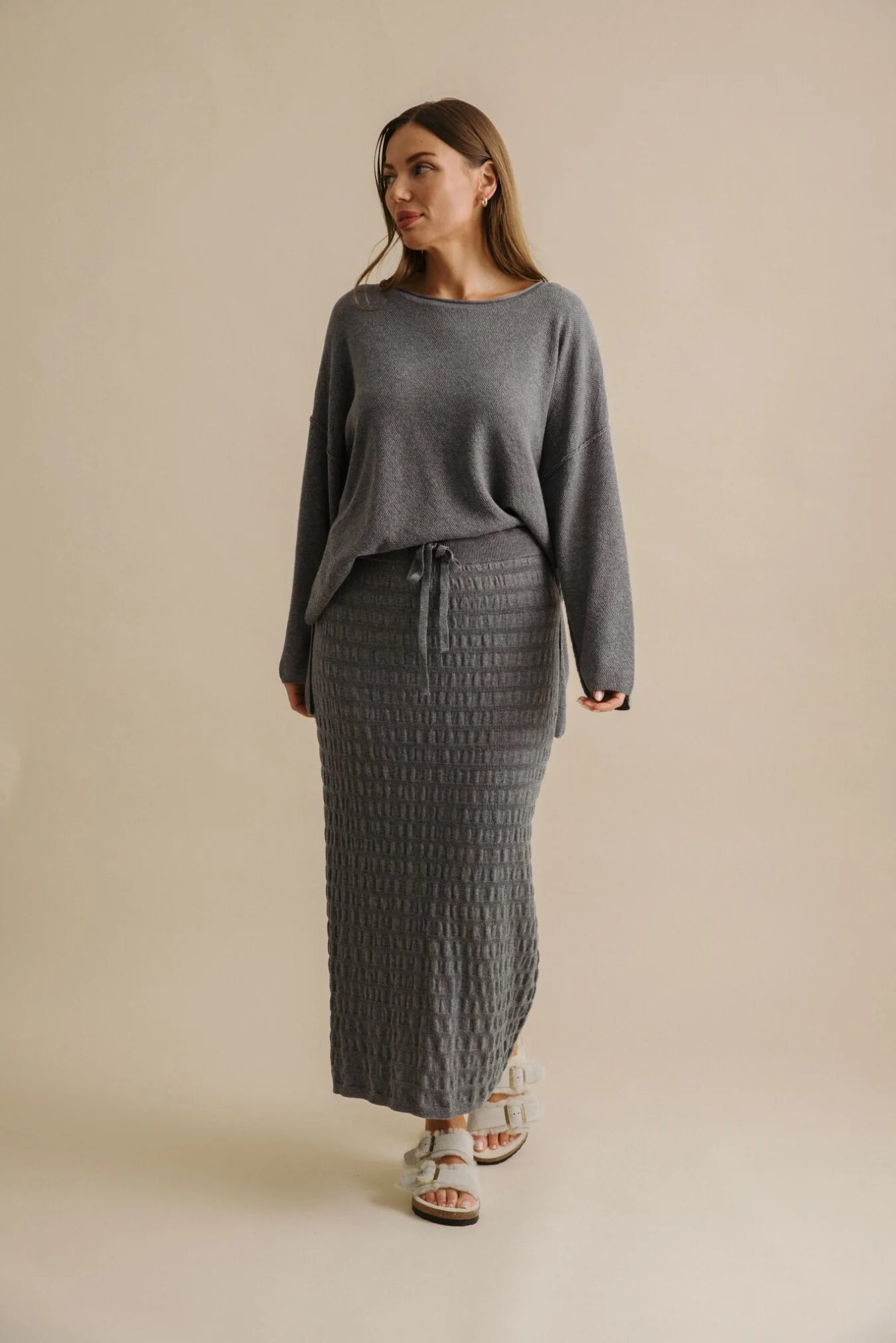 Talamaya - Waves Merino Cotton Pleat Skirt / TALW027
