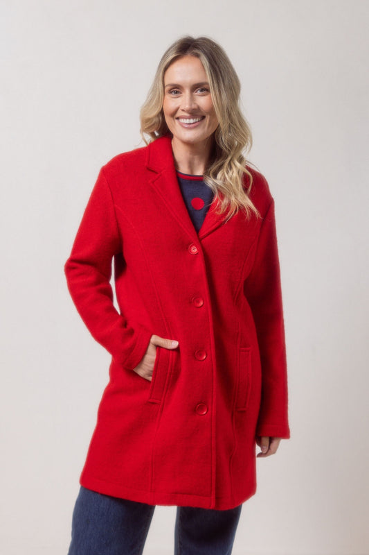 See Saw - 100% Boiled Wool Collared Btn Thru Coat / SS623R