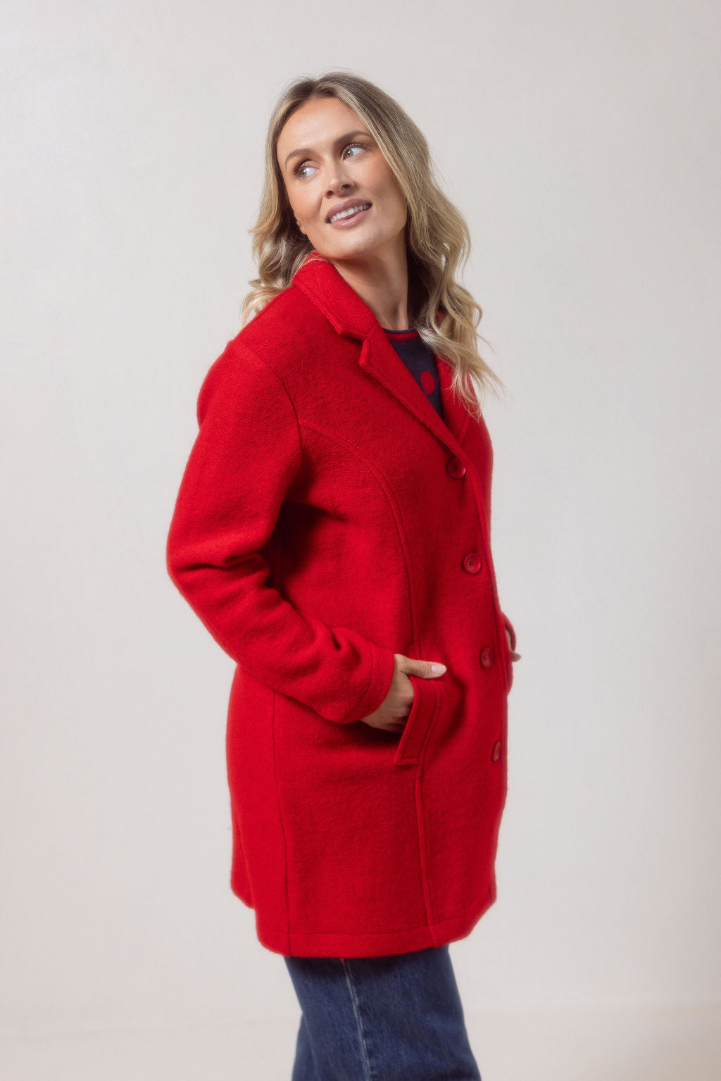 See Saw - 100% Boiled Wool Collared Btn Thru Coat / SS623R