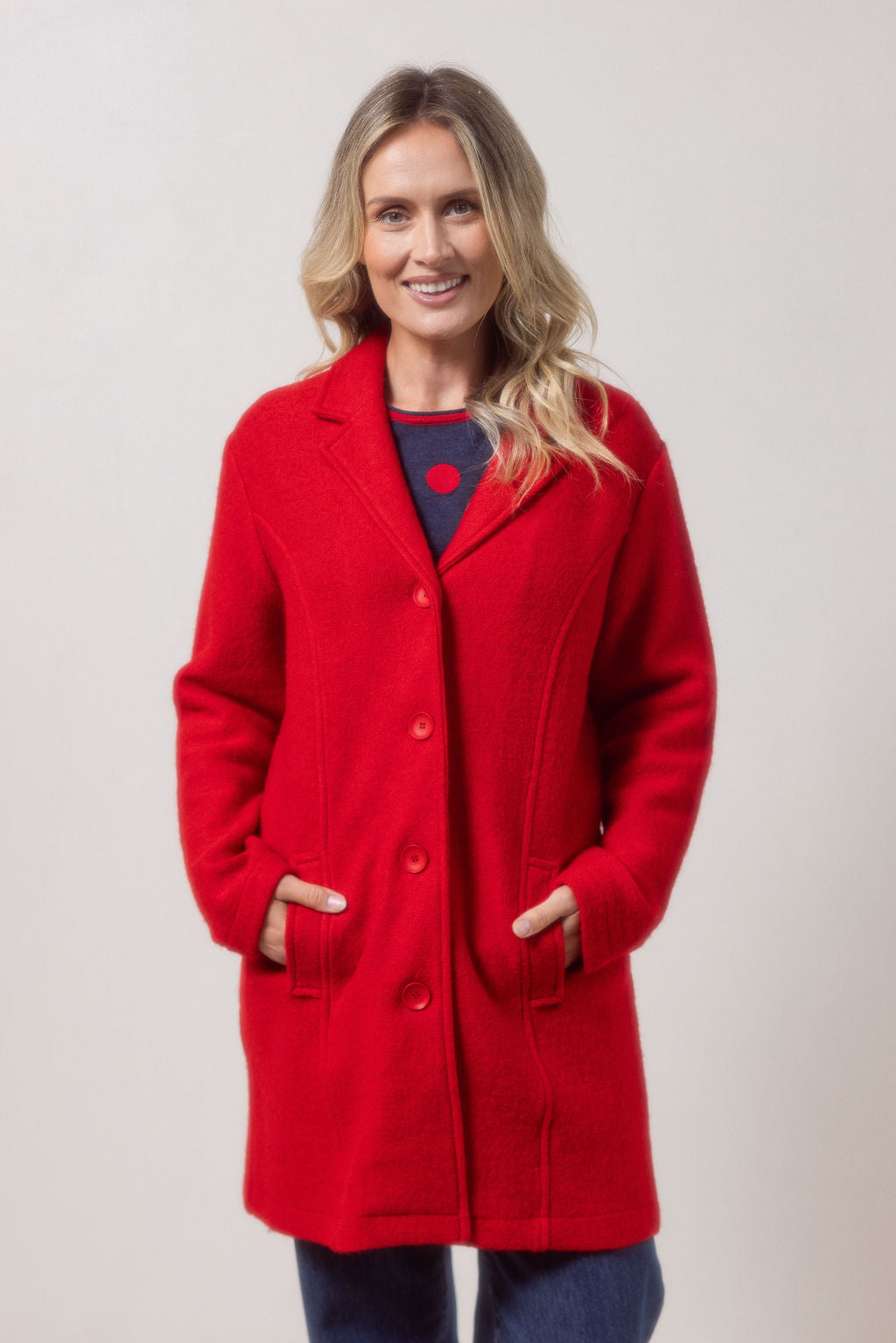 See Saw - 100% Boiled Wool Collared Btn Thru Coat / SS623R
