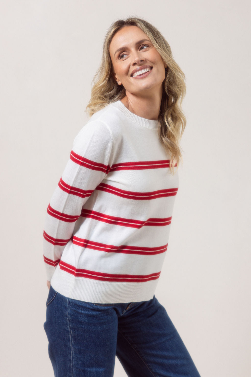 See Saw - 100% Merino Fine Stripe Sweater / SS756WR