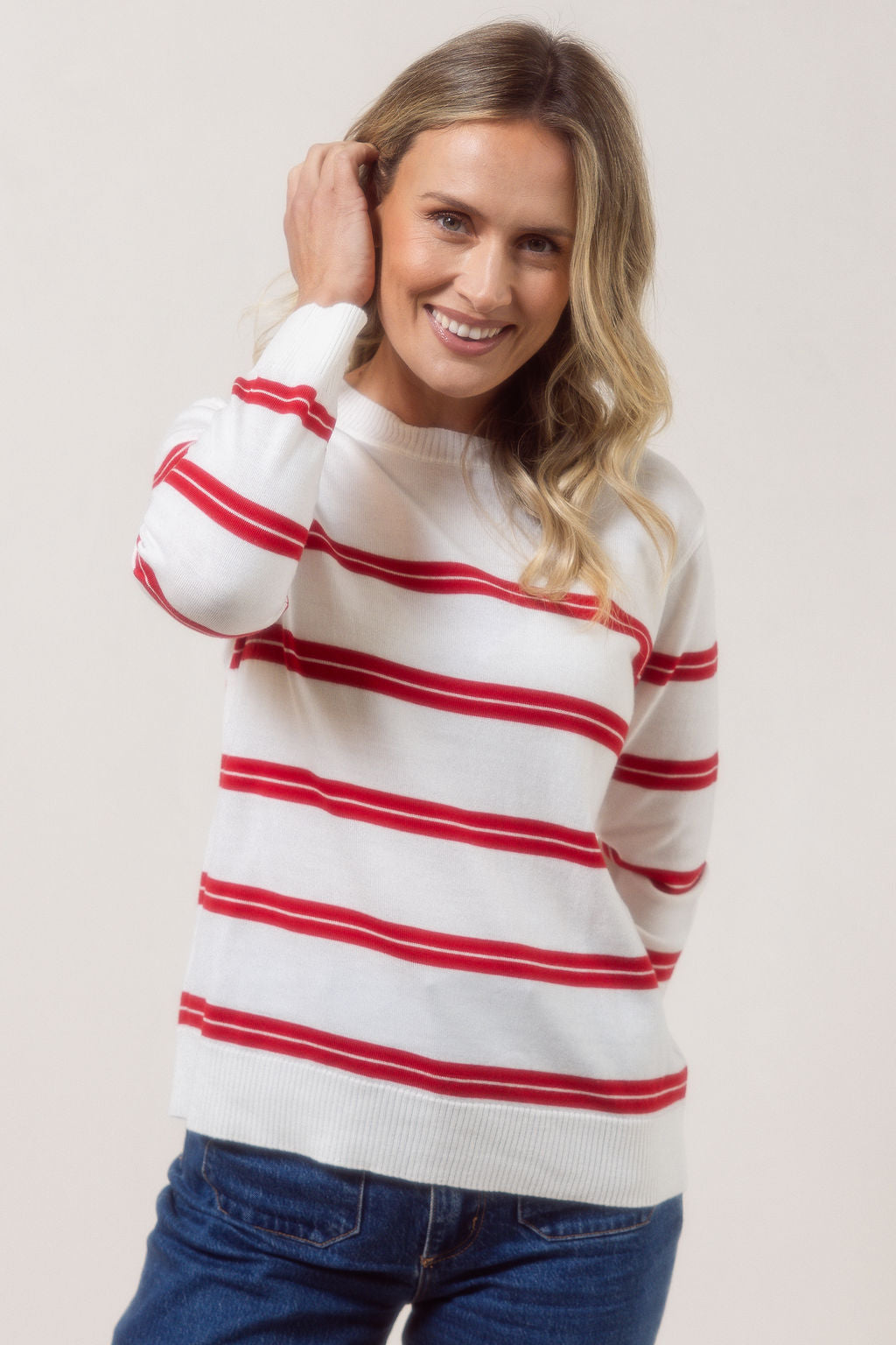 See Saw - 100% Merino Fine Stripe Sweater / SS756WR