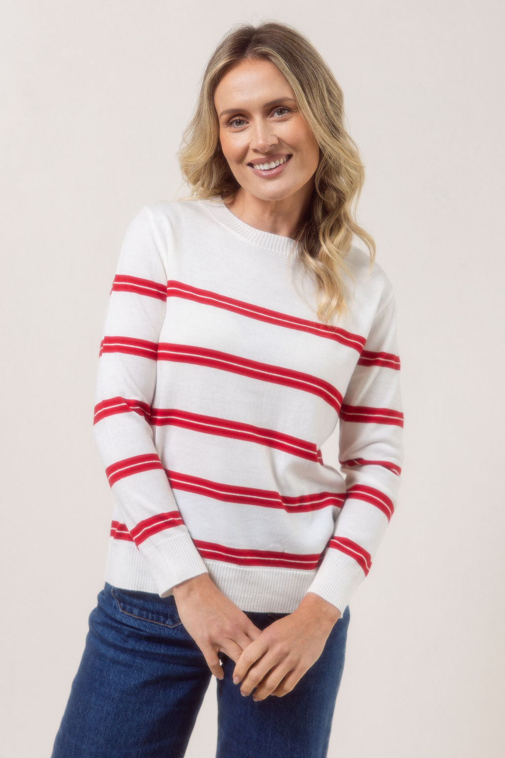 See Saw - 100% Merino Fine Stripe Sweater / SS756WR