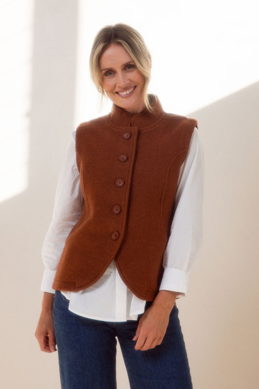 See Saw - 100% Boiled Wool High Collar Vest SS600CO