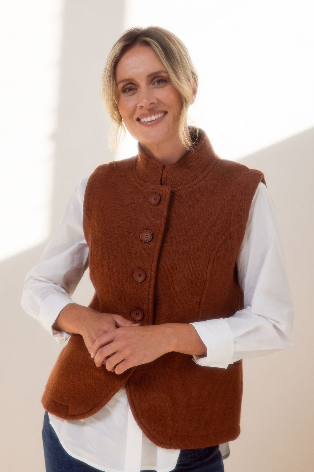 See Saw - 100% Boiled Wool High Collar Vest SS600CO