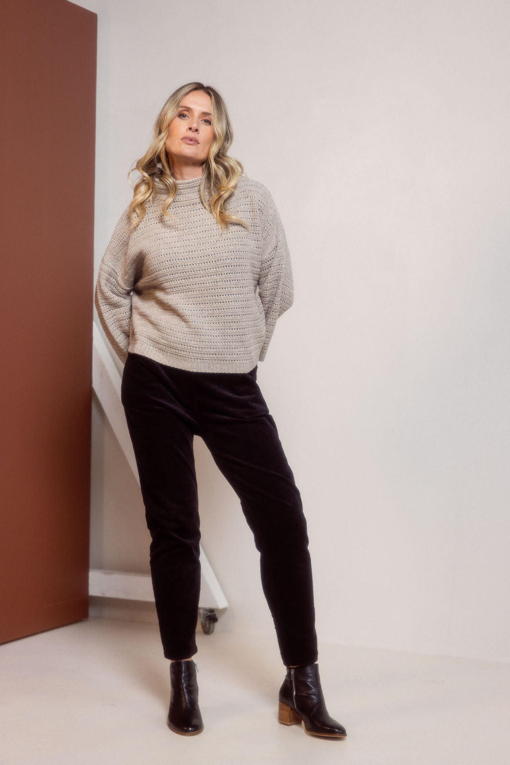See Saw - 7/8 Sleeve Pointelle Knit Top SS665