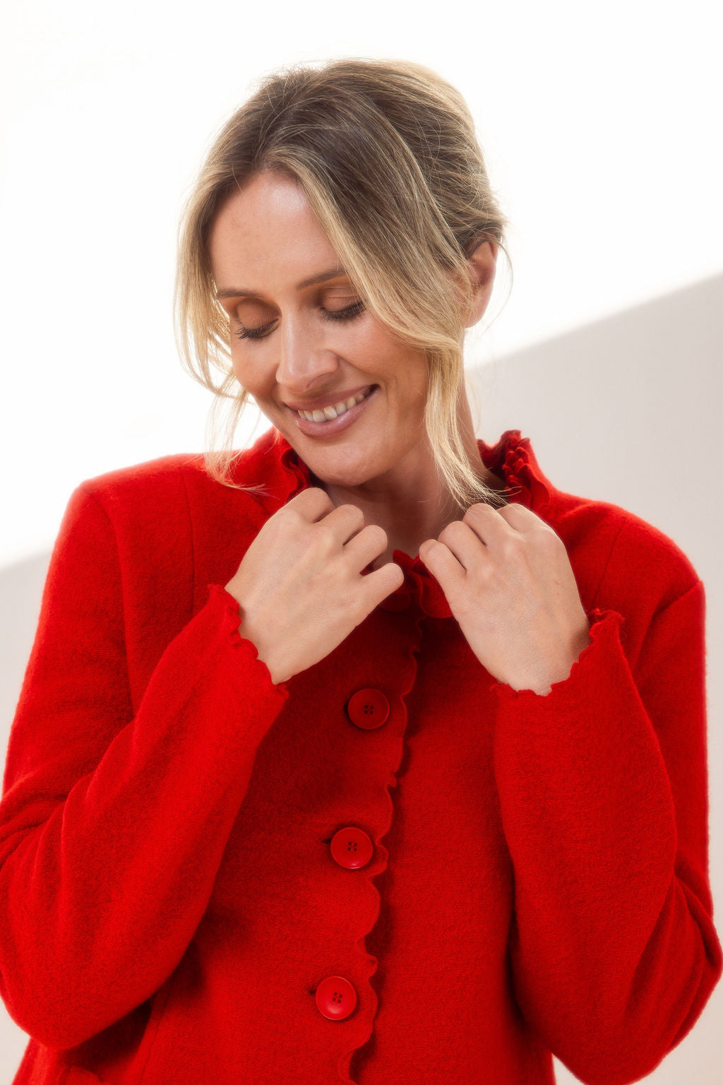 See Saw - 100% Boiled Wool Ruffle Trim Jacket / SS615R