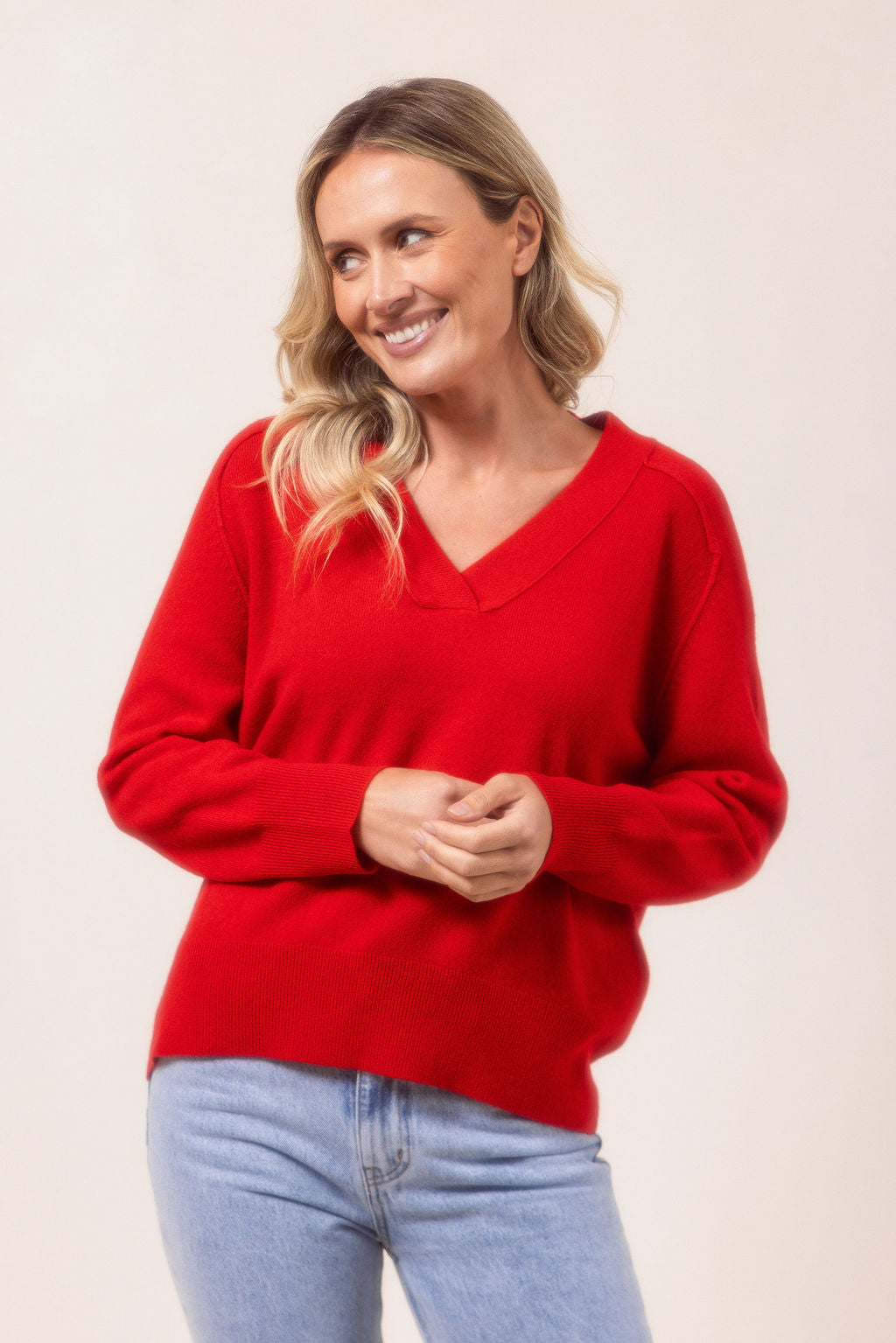 See Saw - 100% Merino Wool V Neck Sweater / SS640R
