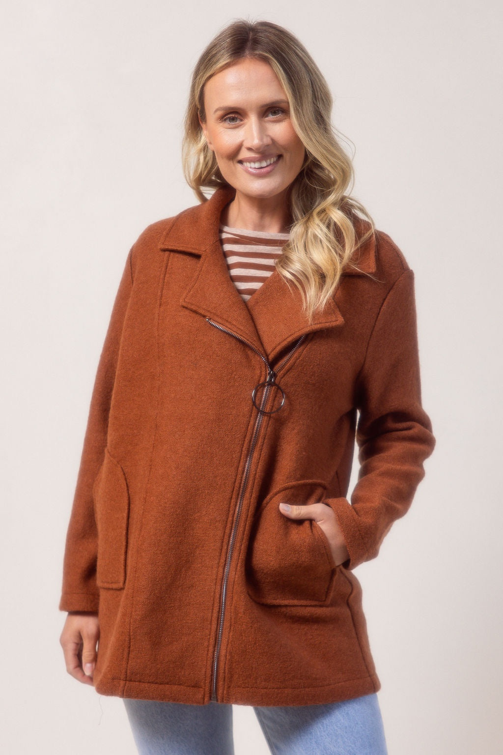 See Saw - Boiled Wool Collared Zip Coat SS620CO