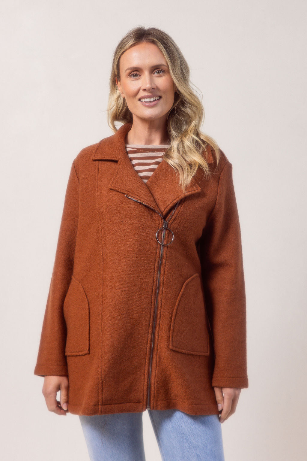 See Saw - Boiled Wool Collared Zip Coat SS620CO