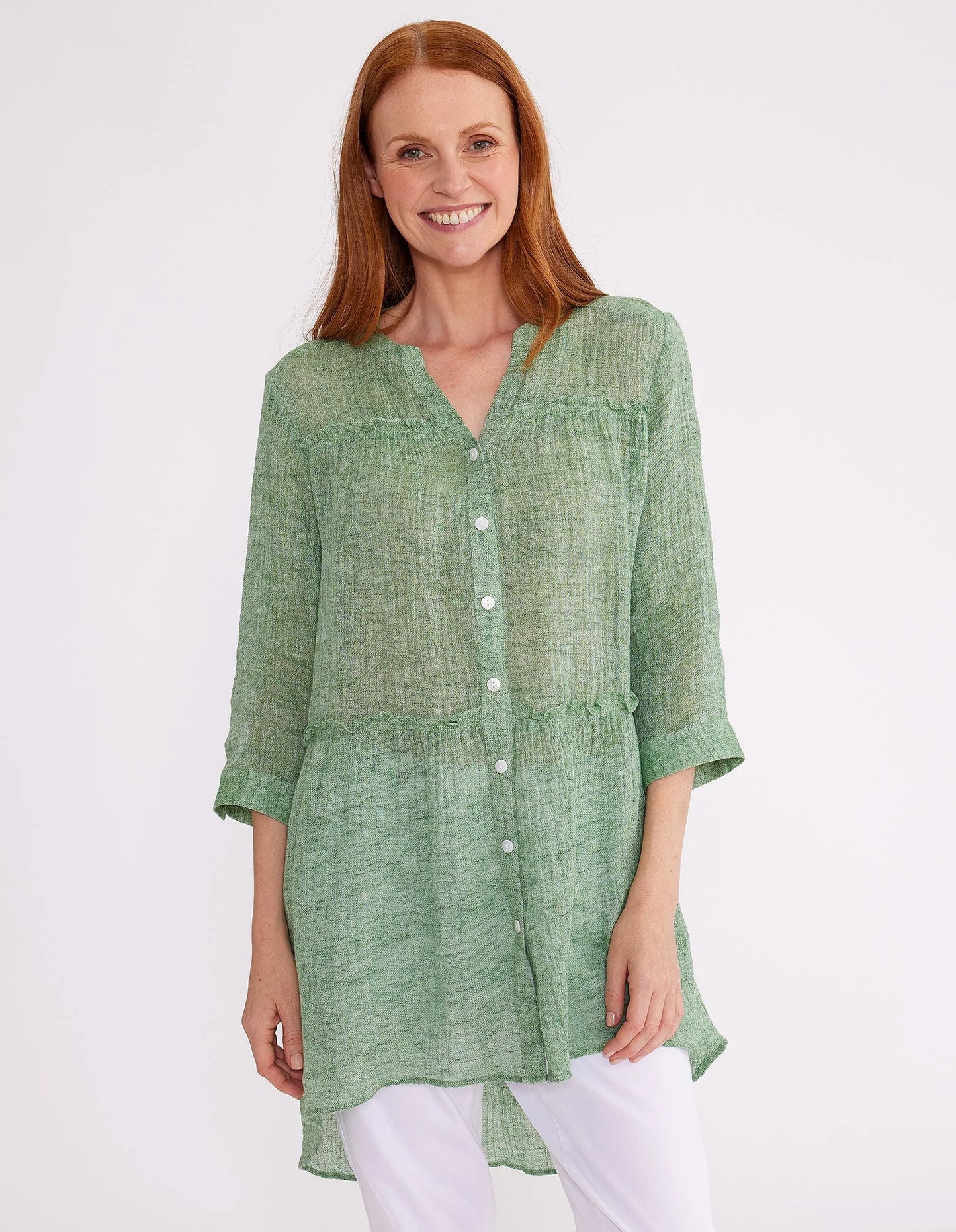 Yarra Trail - Long Tiered Shirt Spinach | YT24S4015W
