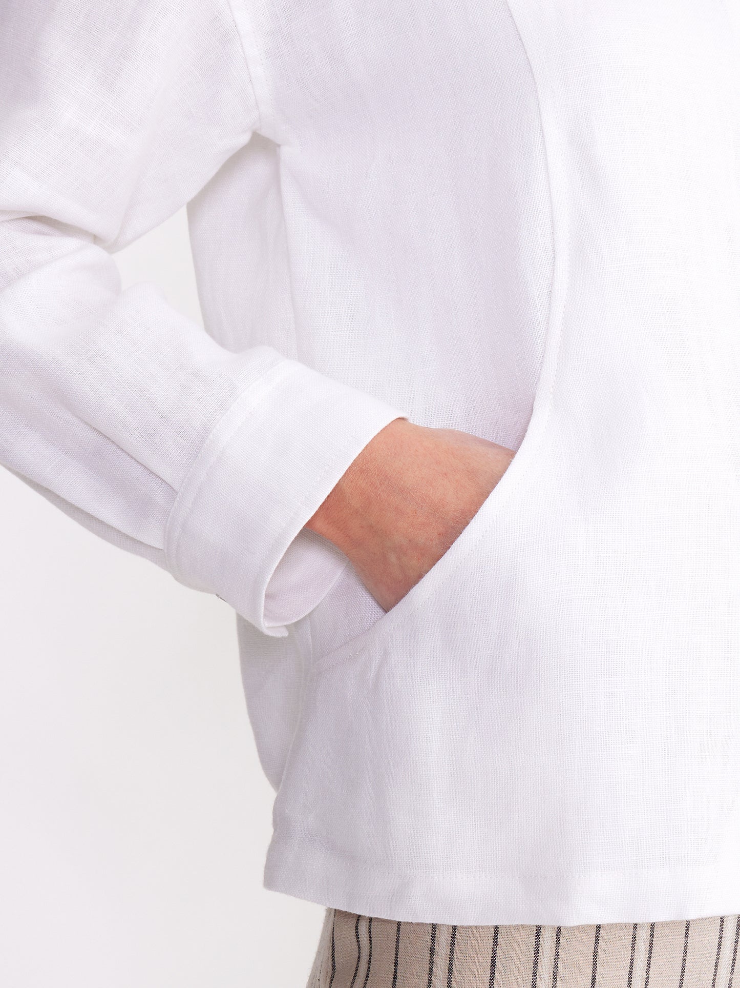 Yarra Trail - Panelled Linen Jacket White | YT24S6190