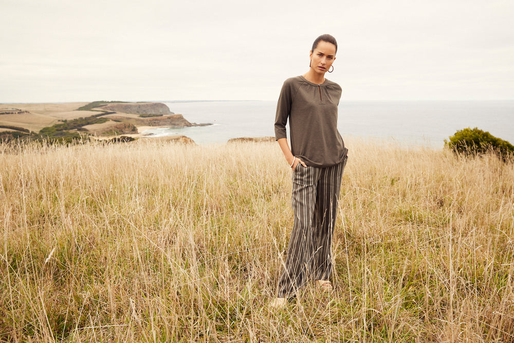 Yarra Trail - Stripe Pant Pine Green | YT24S8878