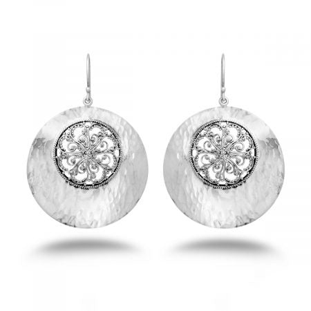 Nusa - Bundar Hammered Silver Earrings 1471