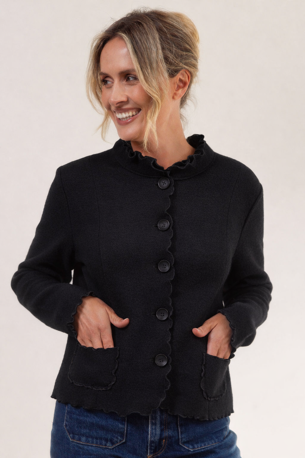 See Saw - Boiled Wool Ruffle Trim Jacket SS615B