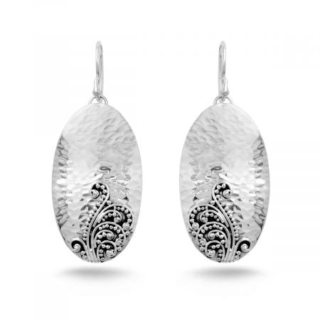 Nusa - Elips Hammered Silver Earrings 1457