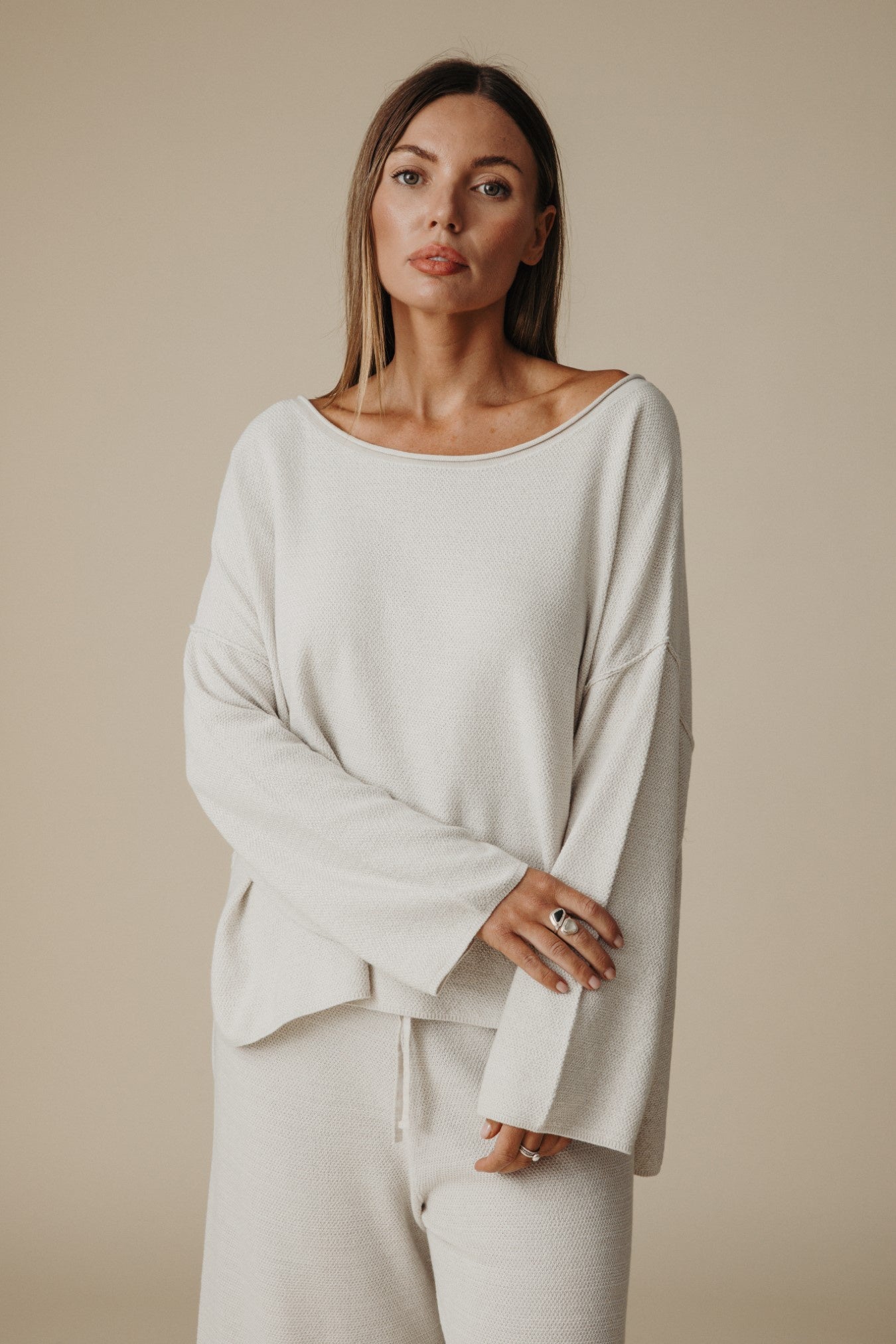 Talamaya - Retreat Cotton Twist Pullover Silver x Salt | 7SKT10