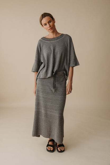 Talamaya - Retreat Cotton Twist Skirt Washed Black x Silver | 7STS13