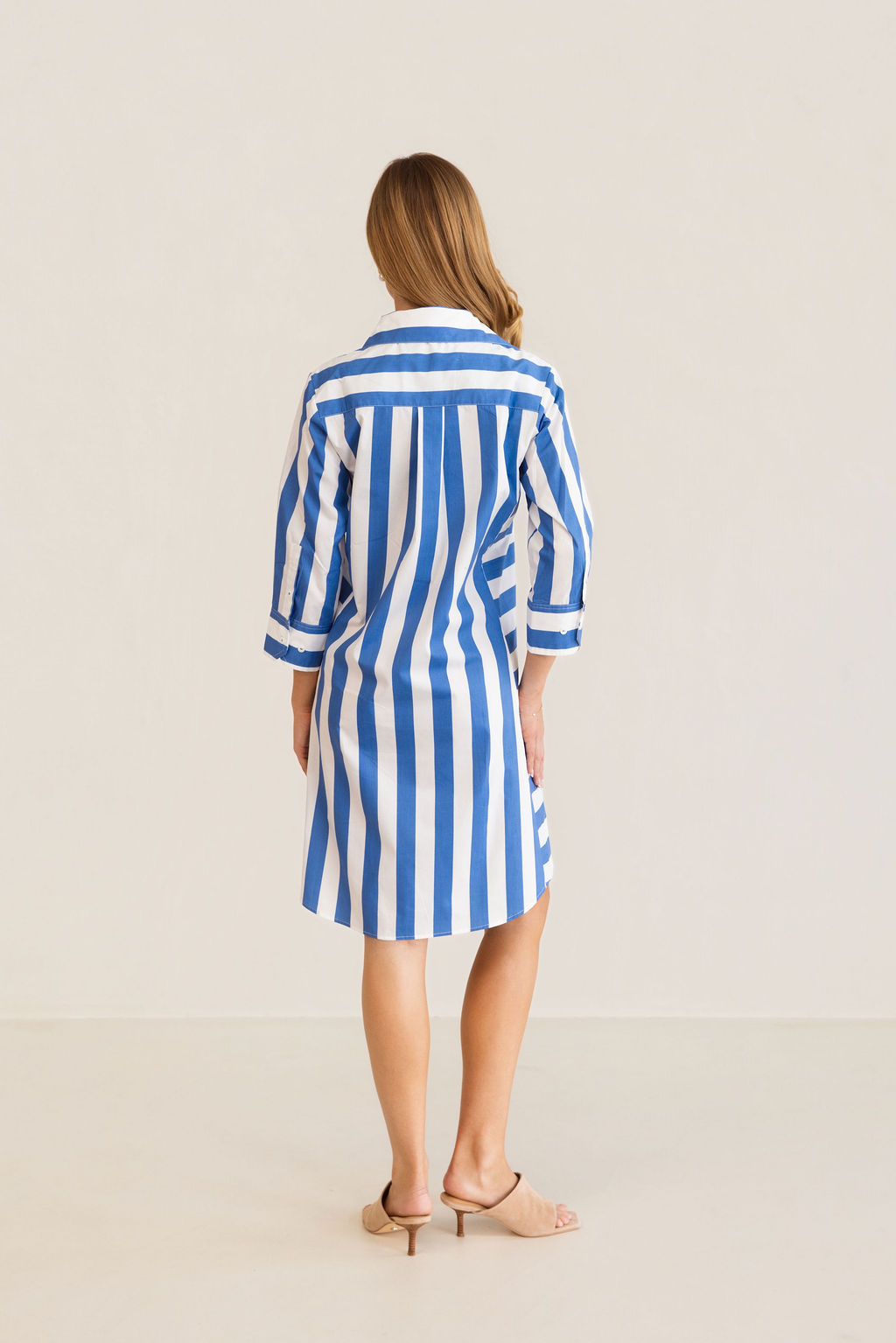 Kaleido - 100% Cotton Two Way Stripe Shirtmaker Dress | K347