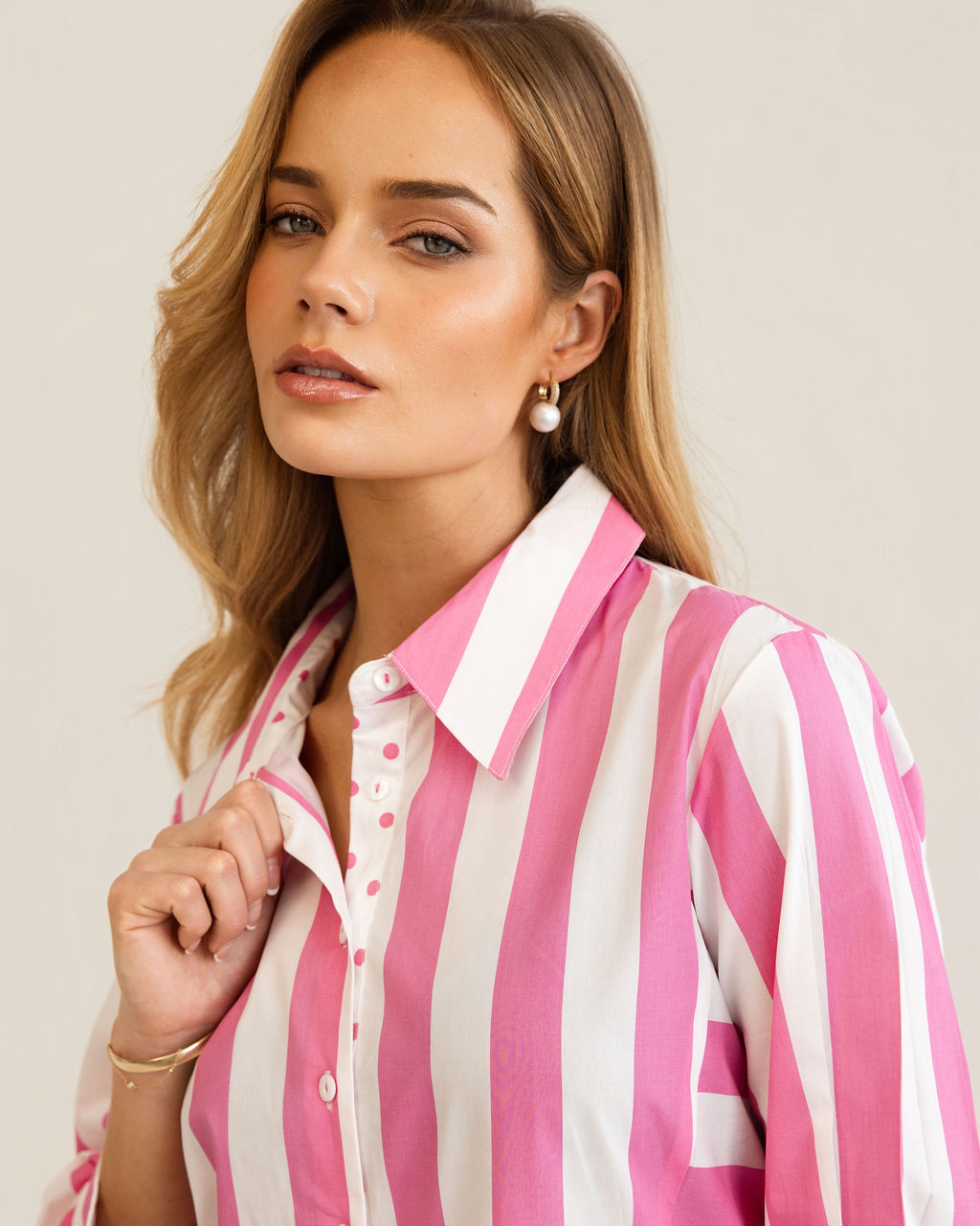 Kaleido - 100% Cotton Two Way Stripe Shirtmaker Dress | K347
