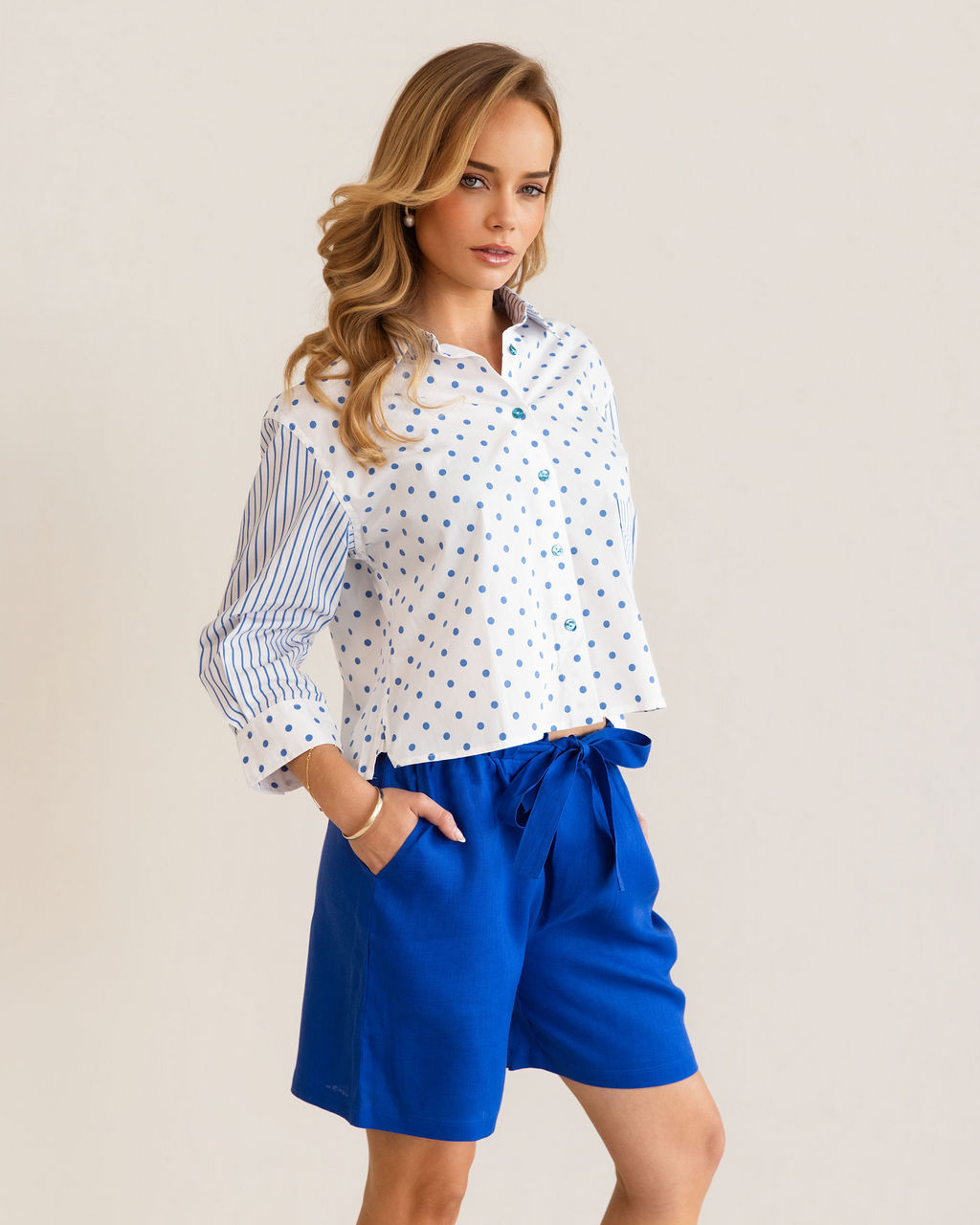 Kaleido - 100% Linen Tie Front Shorts | K332