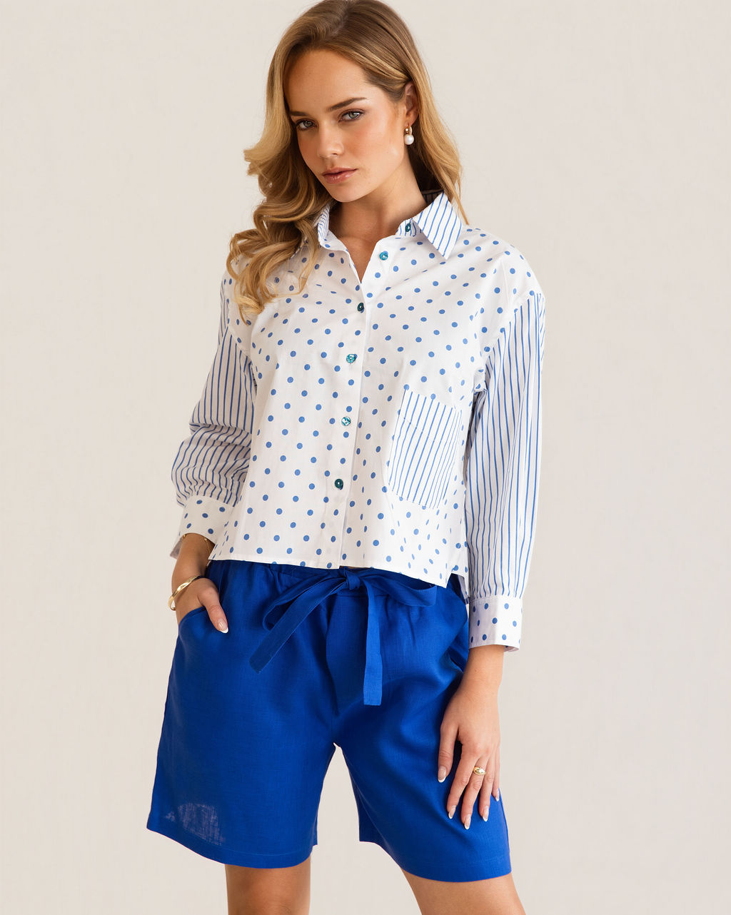 Kaleido - 100% Linen Tie Front Shorts | K332