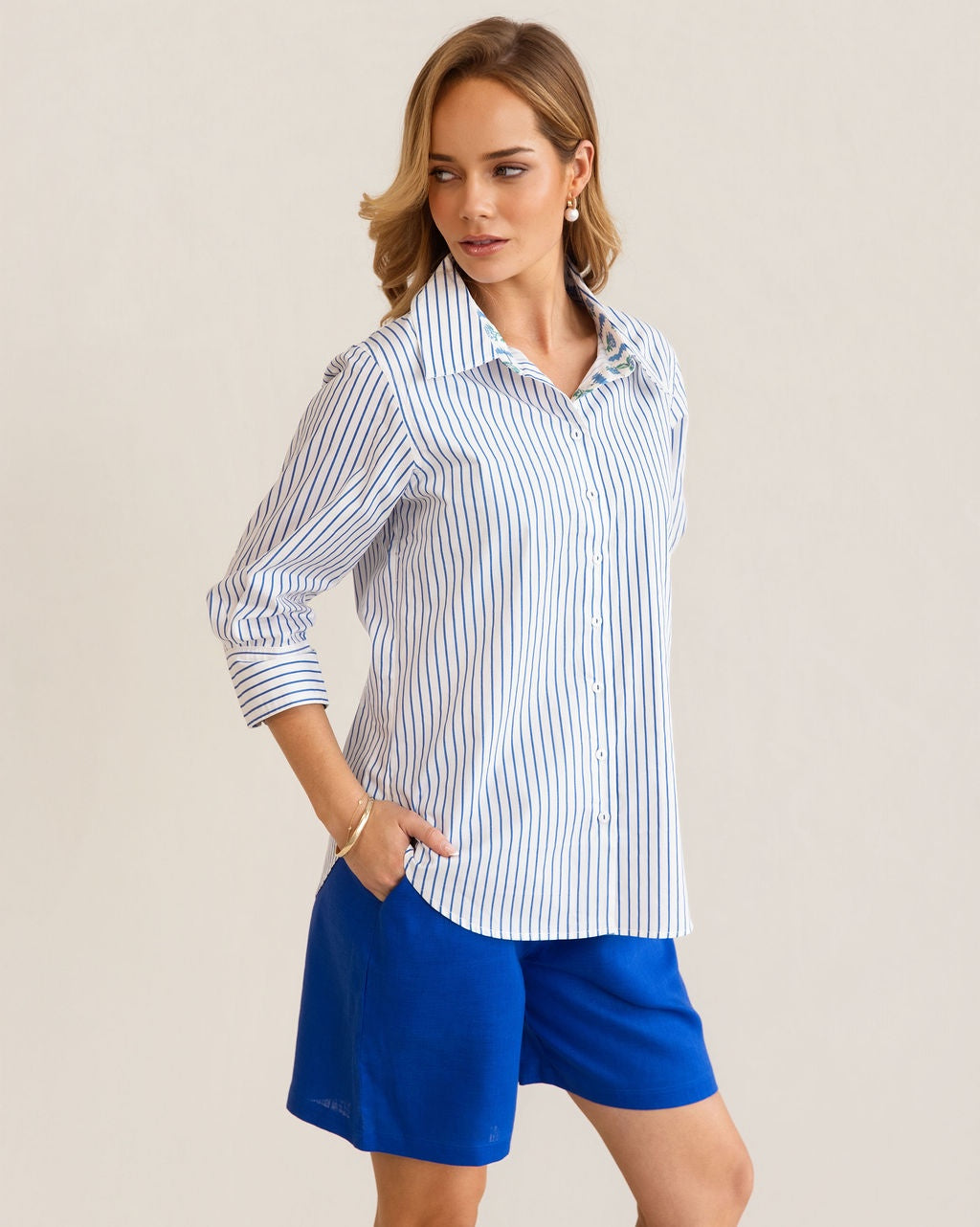 Kaleido - 100% Cotton 3/4 Sleeve Shirt | K349