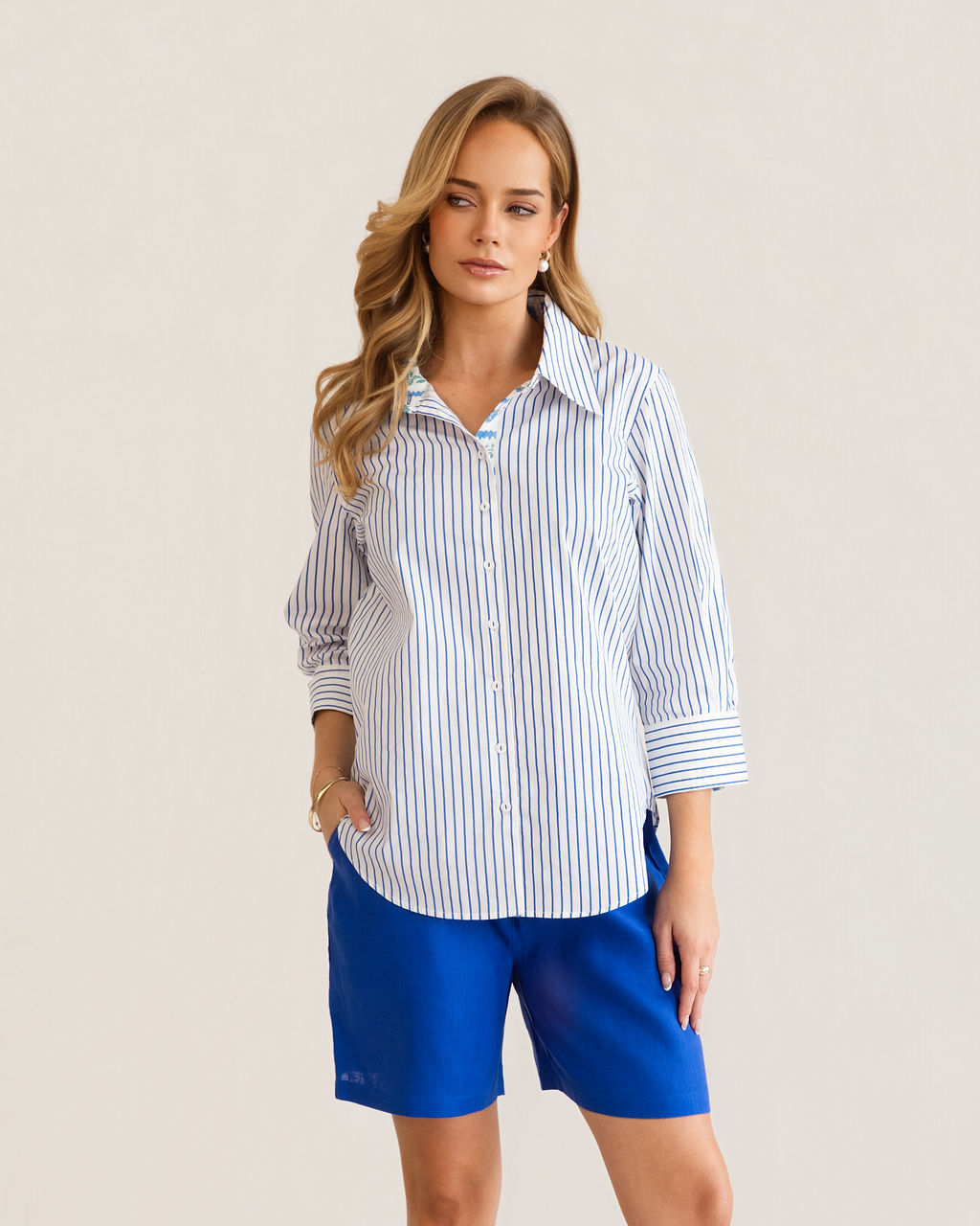 Kaleido - 100% Cotton 3/4 Sleeve Shirt | K349