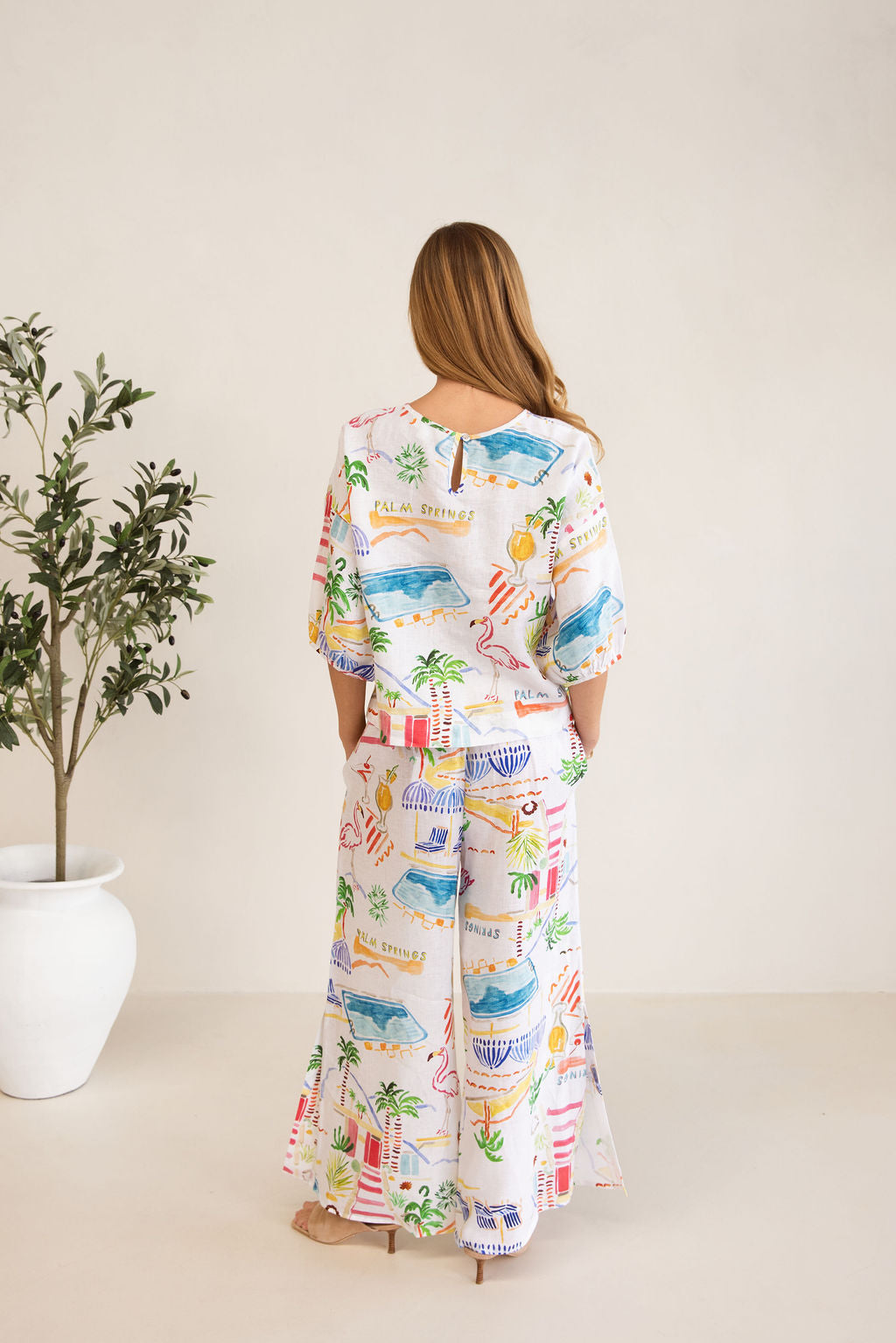 Kaleido - 100% Linen Balloon Sleeve Top | K306