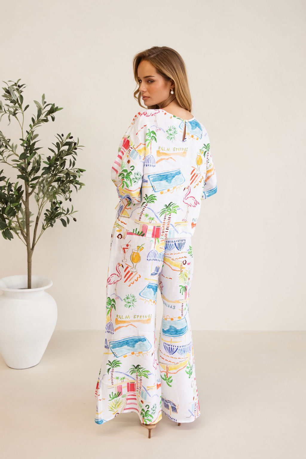 Kaleido - 100% Linen Balloon Sleeve Top | K306