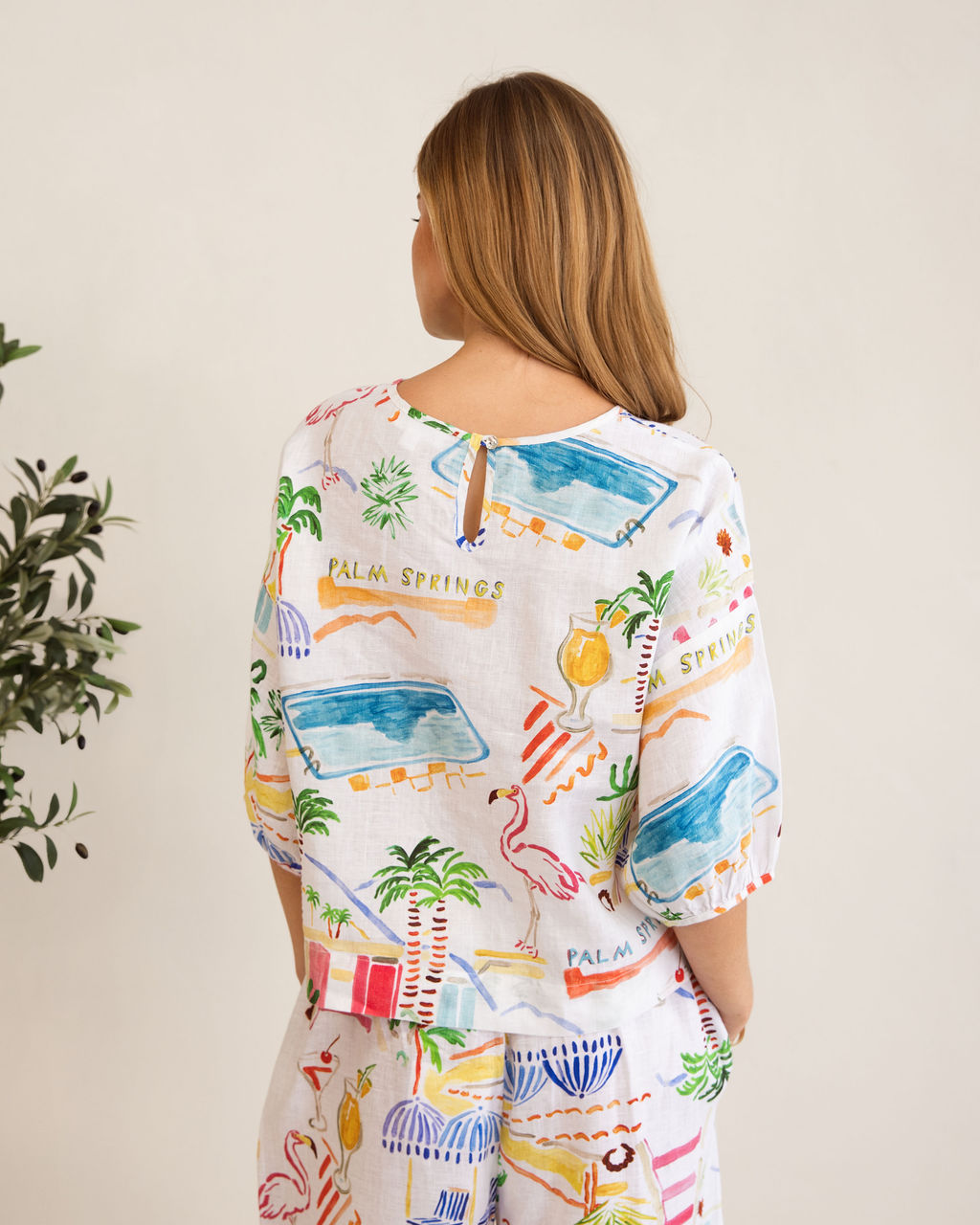 Kaleido - 100% Linen Balloon Sleeve Top | K306