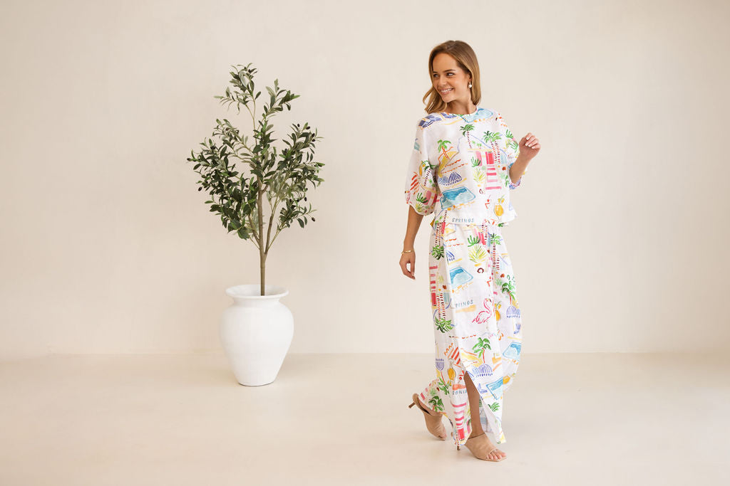Kaleido - 100% Linen Split Leg Pant | K310