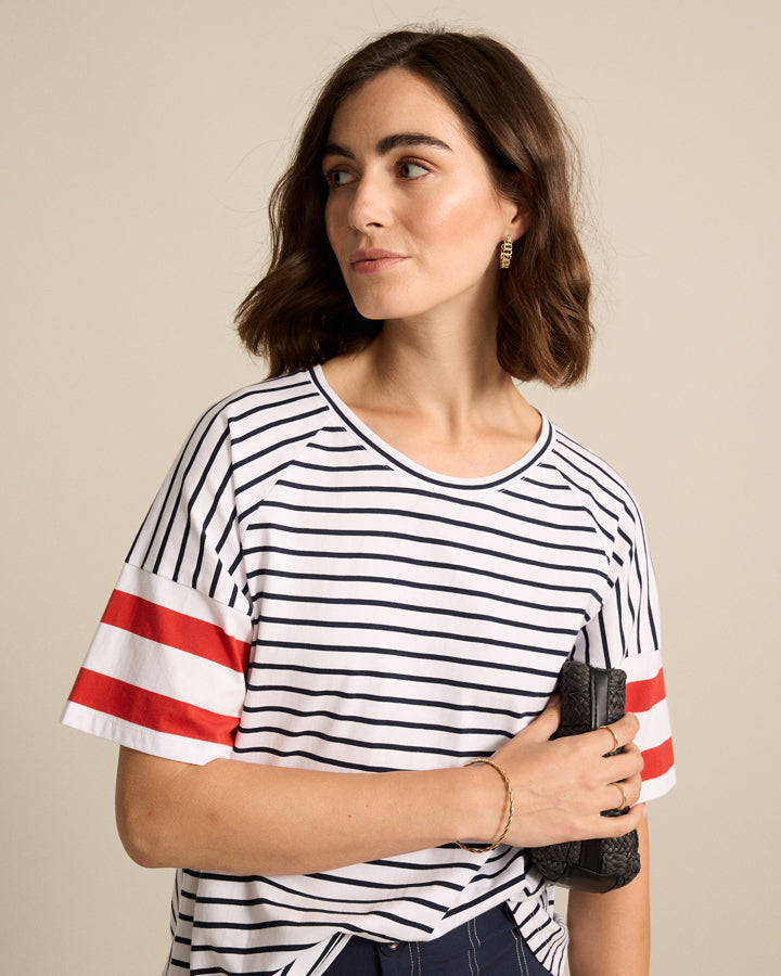 Marco Polo - Raglan Stripe Tee Navy | YTMS57465