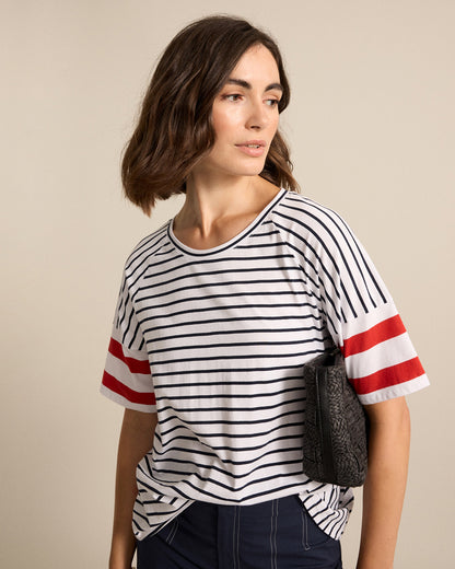 Marco Polo - Raglan Stripe Tee Navy | YTMS57465