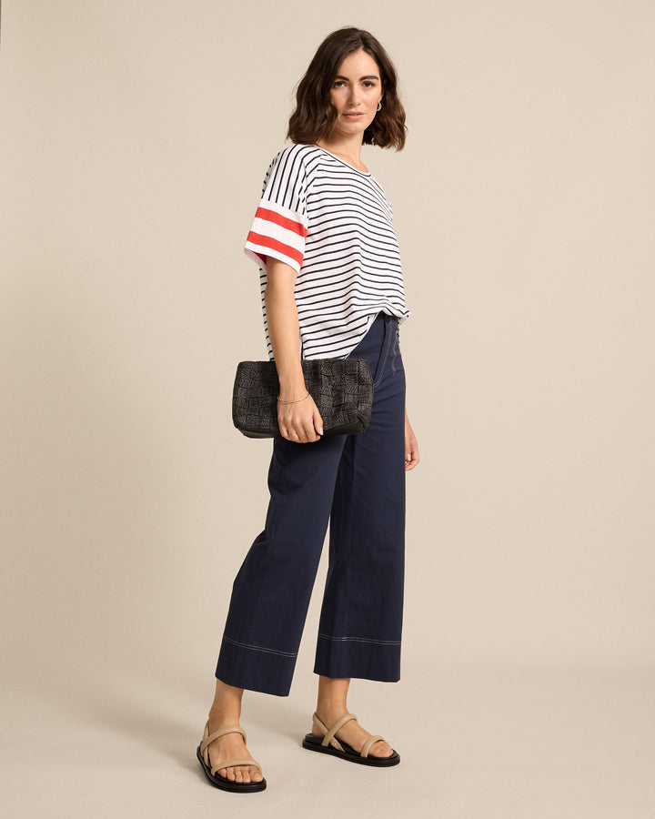 Marco Polo - Raglan Stripe Tee Navy | YTMS57465