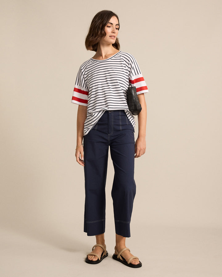 Marco Polo - Raglan Stripe Tee Navy | YTMS57465