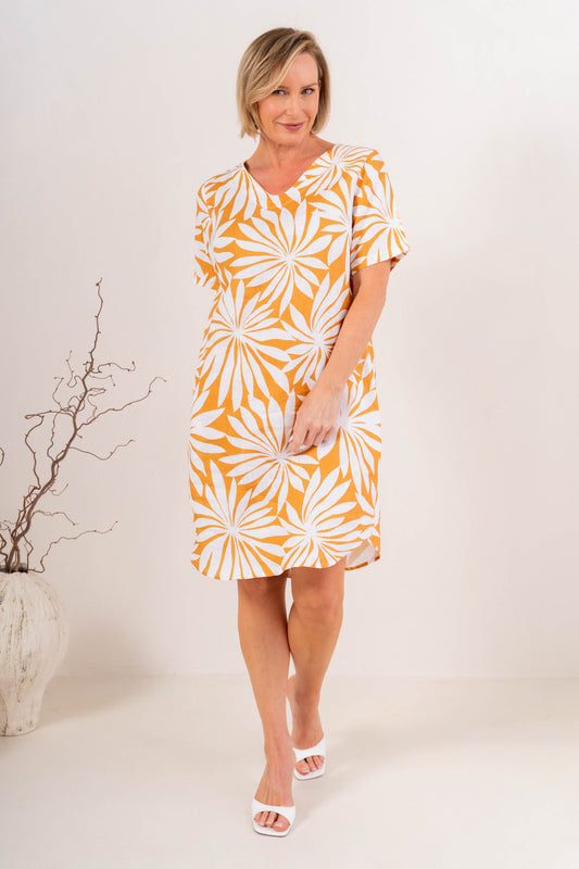 See Saw - Linen Soft V Neck Dress | SA248