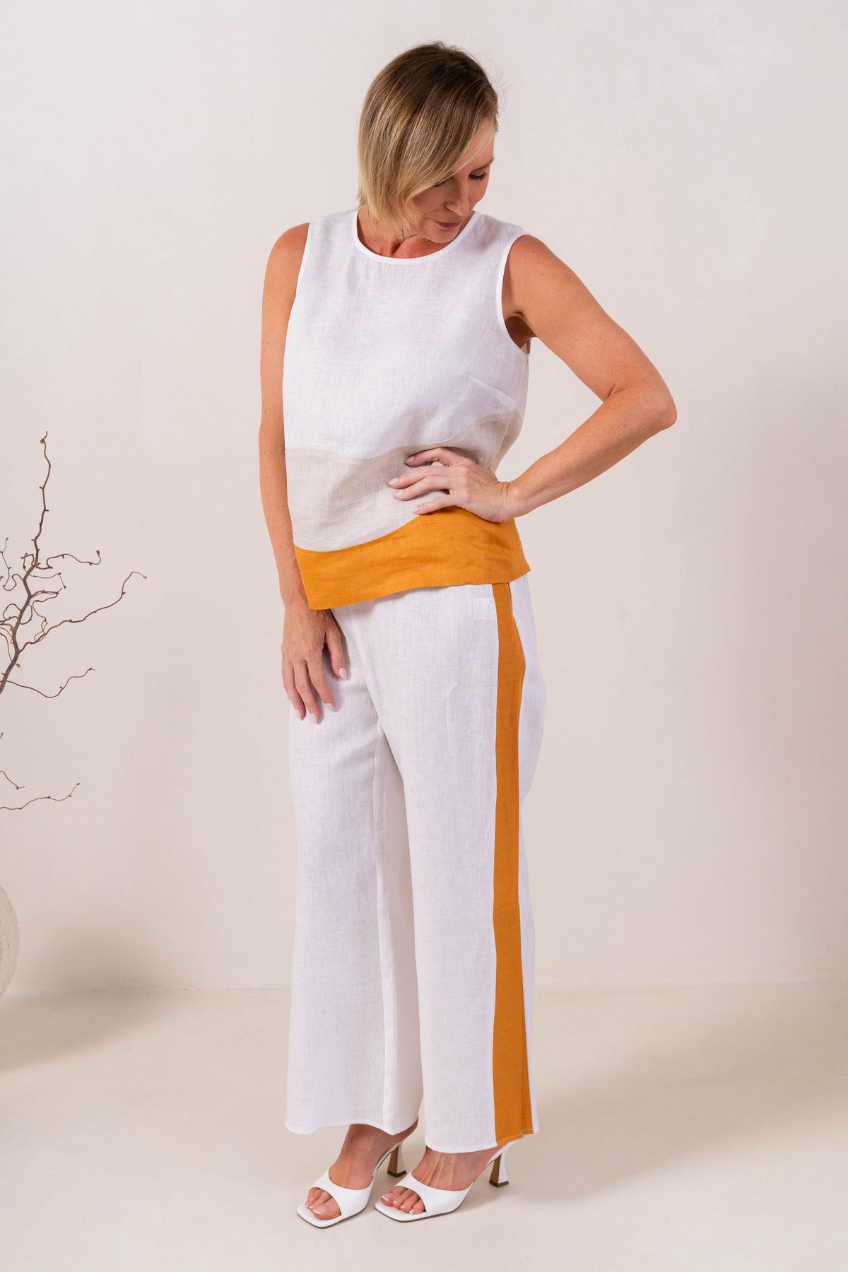 See Saw - Linen Spliced Tank with Zip | SA154