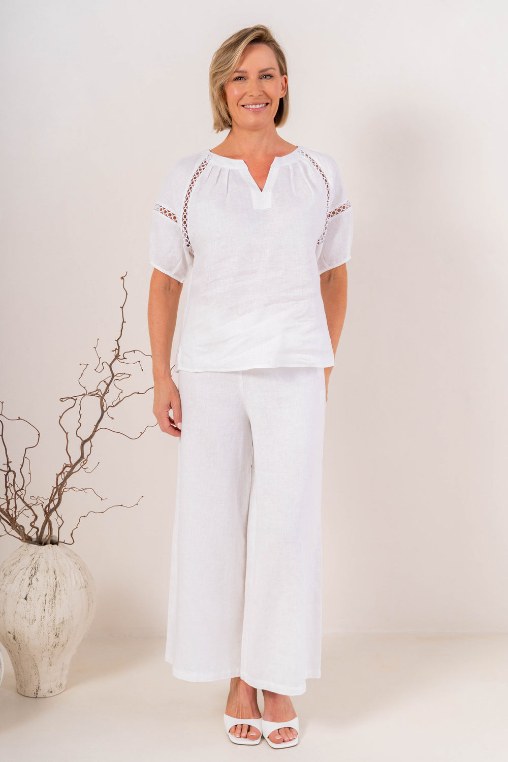 See Saw - Linen Lace Trim Top | SA114