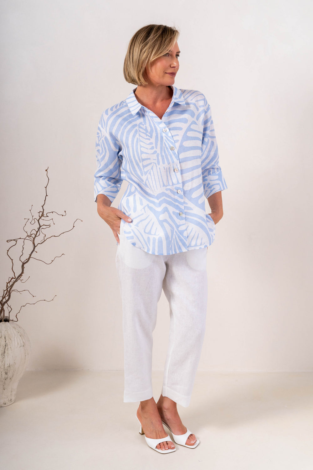 See Saw - Linen 7/8 Flat Front Pant | SA141