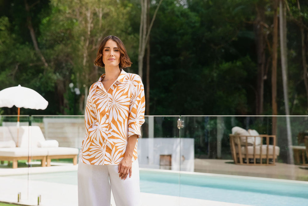 See Saw - Linen 3/4 Sleeve Shirt | SA246